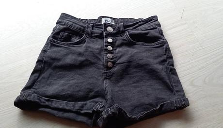 Riflové šortky s vysokým pásom, only,xs