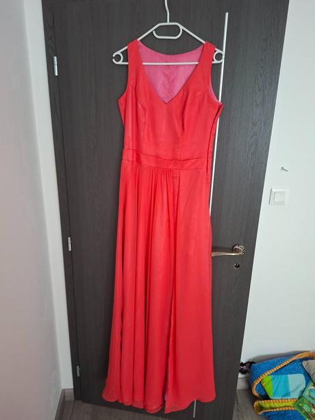 Koralovo červené spoločenské šaty, l