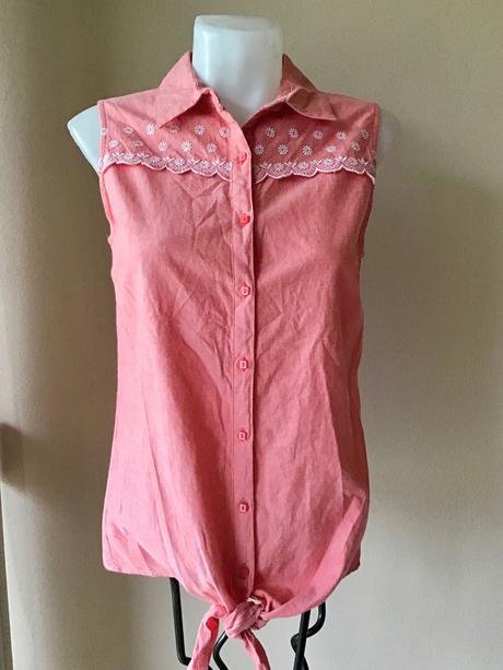 Bluzka s vysivanym sedlom, papaya,38