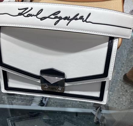 Karl lagerfeld kabelka biela kožená, karl lagerfeld