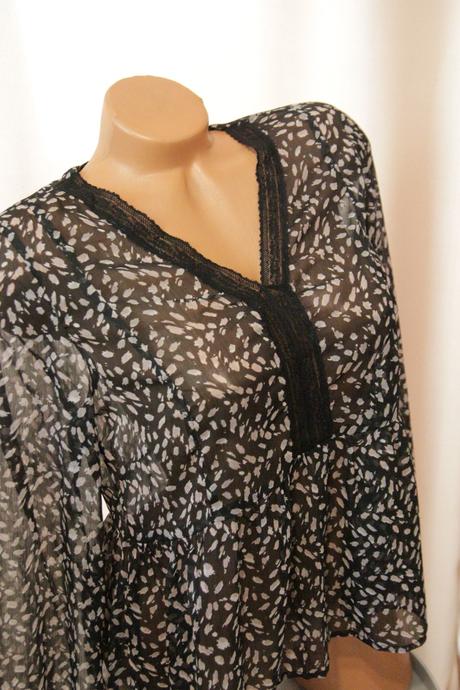 Čierno ružová blúzka s čipkou, m, m