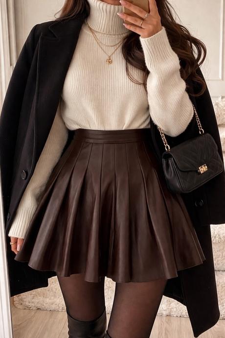 Štýlová koženková plisovaná sukňa tally weijl, tally weijl,s