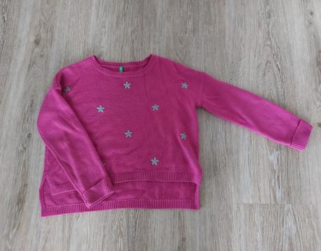 Ružový dievčenský svetrík, benetton,146