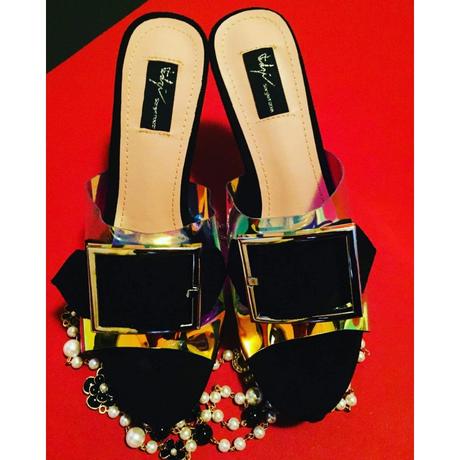 Čierné transparentné šlapky, 37