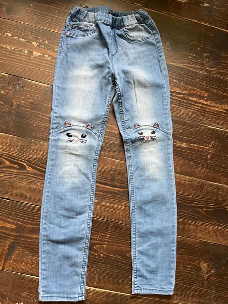 Dzeginy/legíny s mačičkami na kolenách 140, h&m,140