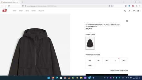 Lyžiarska bunda hm čierna 2, h&m,l