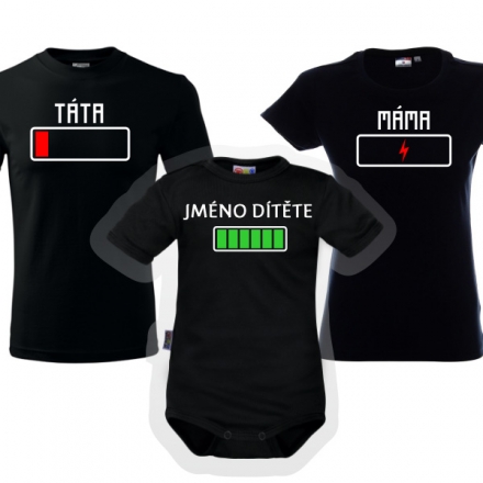 Dejna mama, ocko, baby baterie - sada 3ks - čierne, l / m / s / xl
