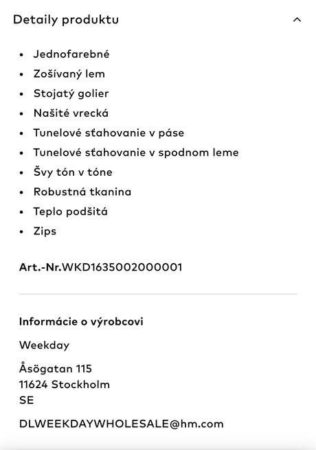 Zimná bunda weekdey, m