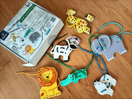 Drevené zvieratká na "šitie", 