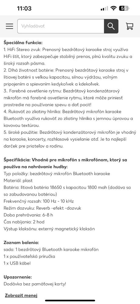 Bezdrôtový mikrofón bluetooth karaoke multifunkčný,