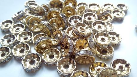Rondelka so štrasom 10 mm zlatá, 