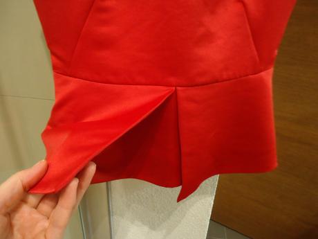 Saténový červený peplum top, zara,m