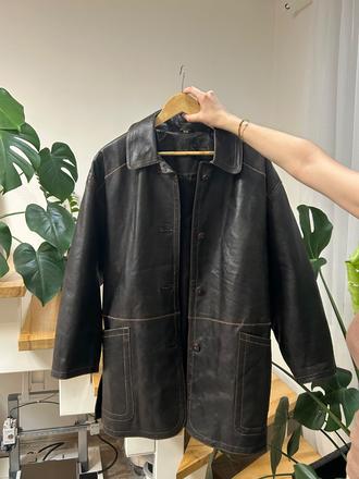 Men leather coat, xl