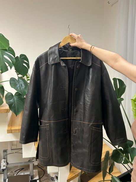 Men leather coat, xl