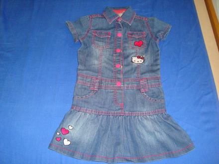 Riflové šaty hello kitty, sanrio,104