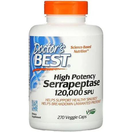 Serrapeptase 120 000 iu, doctor's best, 90/270 kap,