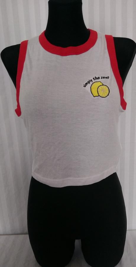 Dámsky bielo červený crop top, brave soul, l