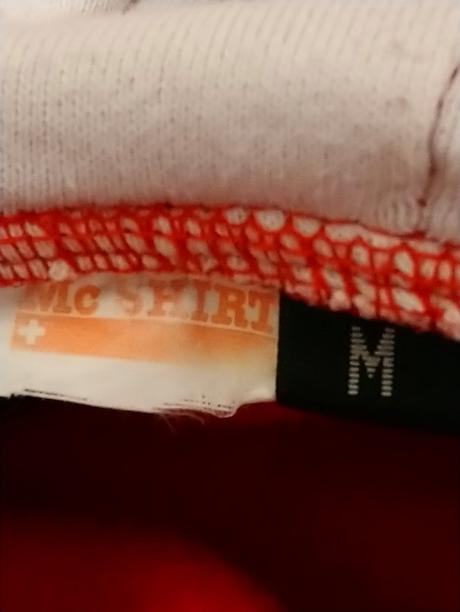 Pánska červená mikina klokanka s motívmi, mc shirt, m