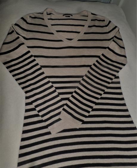 Pásikavý predĺžený pulóver, h&m,xs