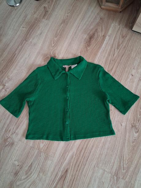 Zelený crop top, h&m,m