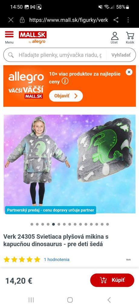 Svietiaca mikina / nahrada deky, 