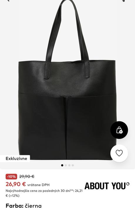 Velka cierna kabelka, shopperka, taska kupovana na, about you