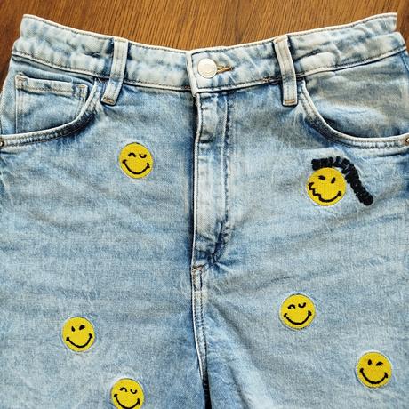 Krásne riflové kraťasy smiley world od h&m, h&m,164