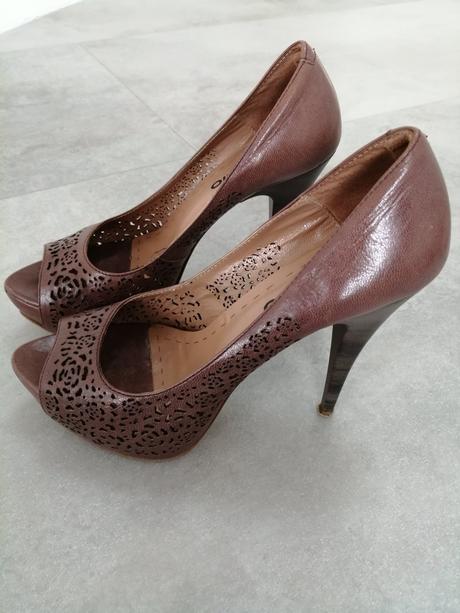 Kožené sandále na platforme, 36