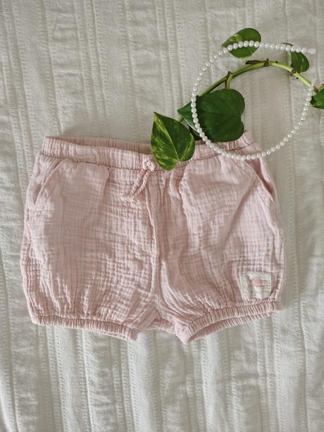 Bledoruzové kraťasky/ ružové šortky mušelínové, lindex,98