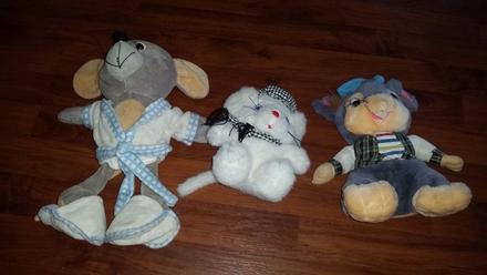 3 plyšové hračky - myšky,