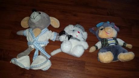 3 plyšové hračky - myšky,