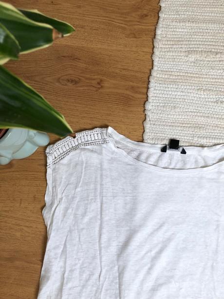 Biele bavlnené tričko s čipkou, esmara,s