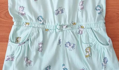 Kraťaskový overal s jednorožcami, h&m,140