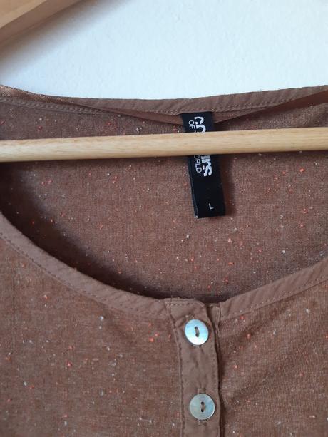 Hnedé melírované tričko s dlhým rukávom, takko,l