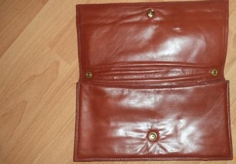 Krásna vintage hnedá listová kabelka z pravej kože, 