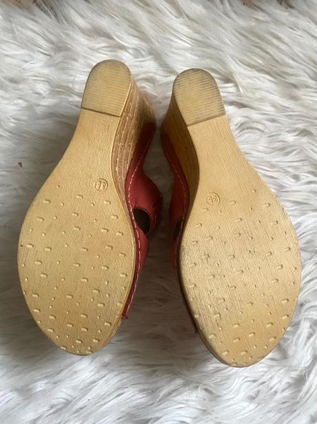 Kožené šľapky na platforme lasocki, lasocki,38