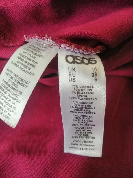 Bordové šaty asos, v36, 36