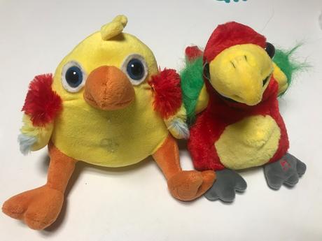2 plyšáci - papagáji,