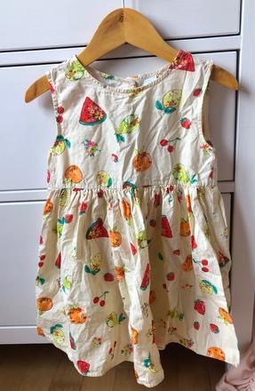 Bledožlté šaty s ovocím, 104/110, 104