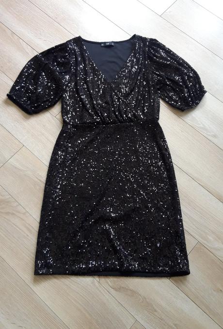 Čierne flitrovane šaty, f&f,38