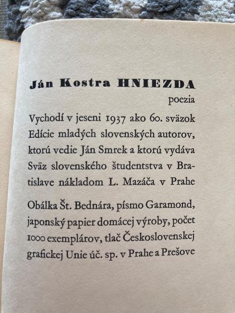 Hniezda s podpisom autora jána kostru (1937),