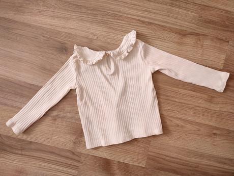 Rebrované tričko zara s volánovým golierom, zara,98