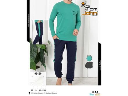 Pánske bavlnené pyžamo zelené a sivé, 4xl - xxxl