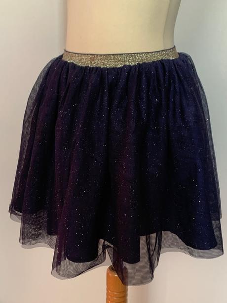 H&m tmavomodrá tutu sukňa so zlatými trblietkami, h&m,134