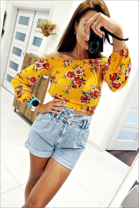 Kvetinový crop top, h&m,xs