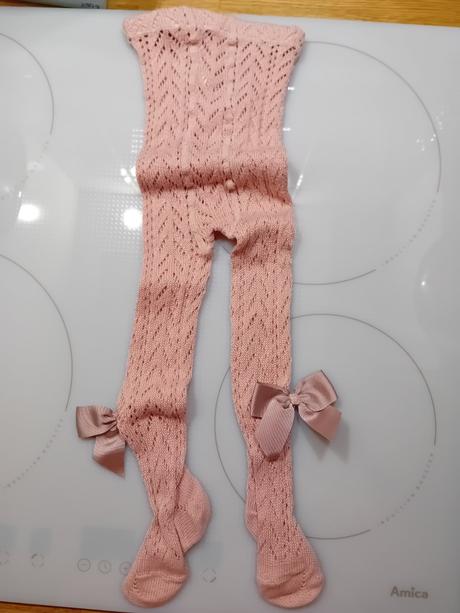 Pančuchy s háčkovanym vzorom a mašľou top stav, 80