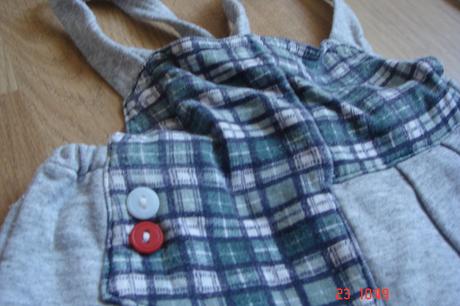 Nohavice na traky sede kockovane, 80