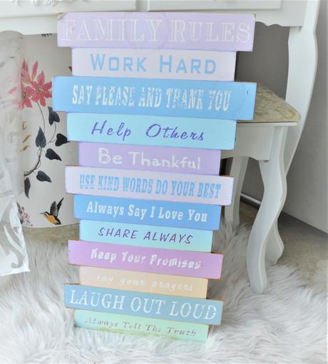 Drevená tabuľa/obraz pravidlá rodiny, 