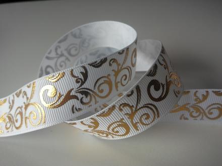 Stuha rypsová 22 mm s ornamentmi, 