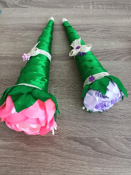 Fialová ružička ručne šitá,